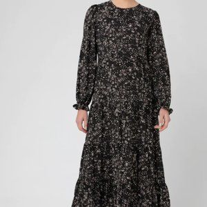 Black Zara Maxi Dress with White Flowers/Dots